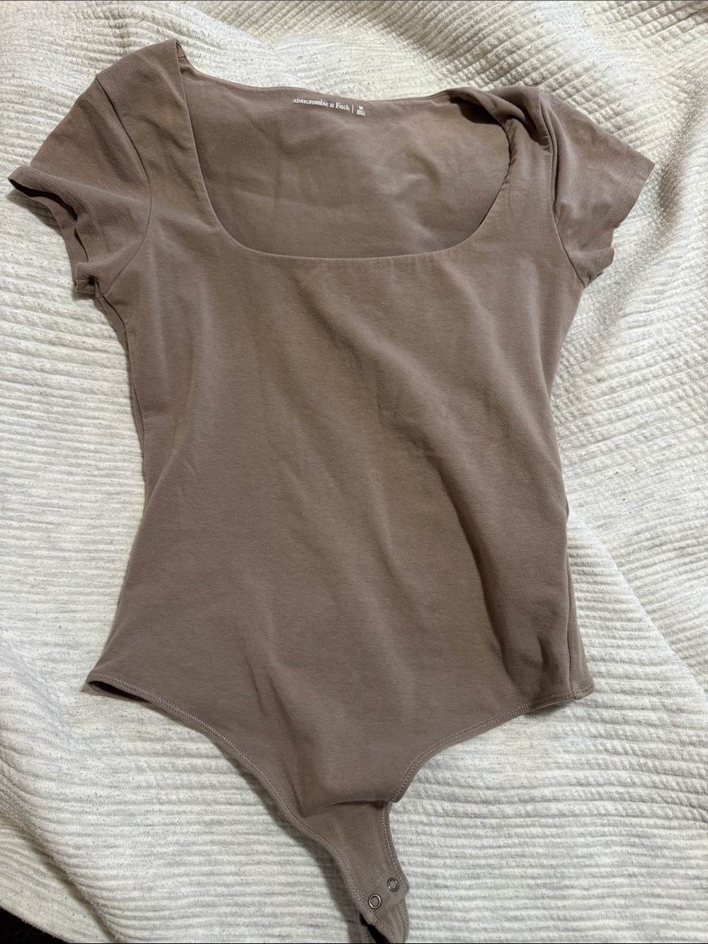 Abercrombie & Fitch Scoop Neck Bodysuit in Taupe Brown